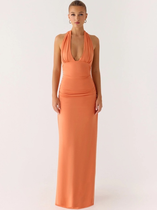 Peppermayo Dresses & Skirts - Peppermayo Coral Orange Halter Maxi Dress